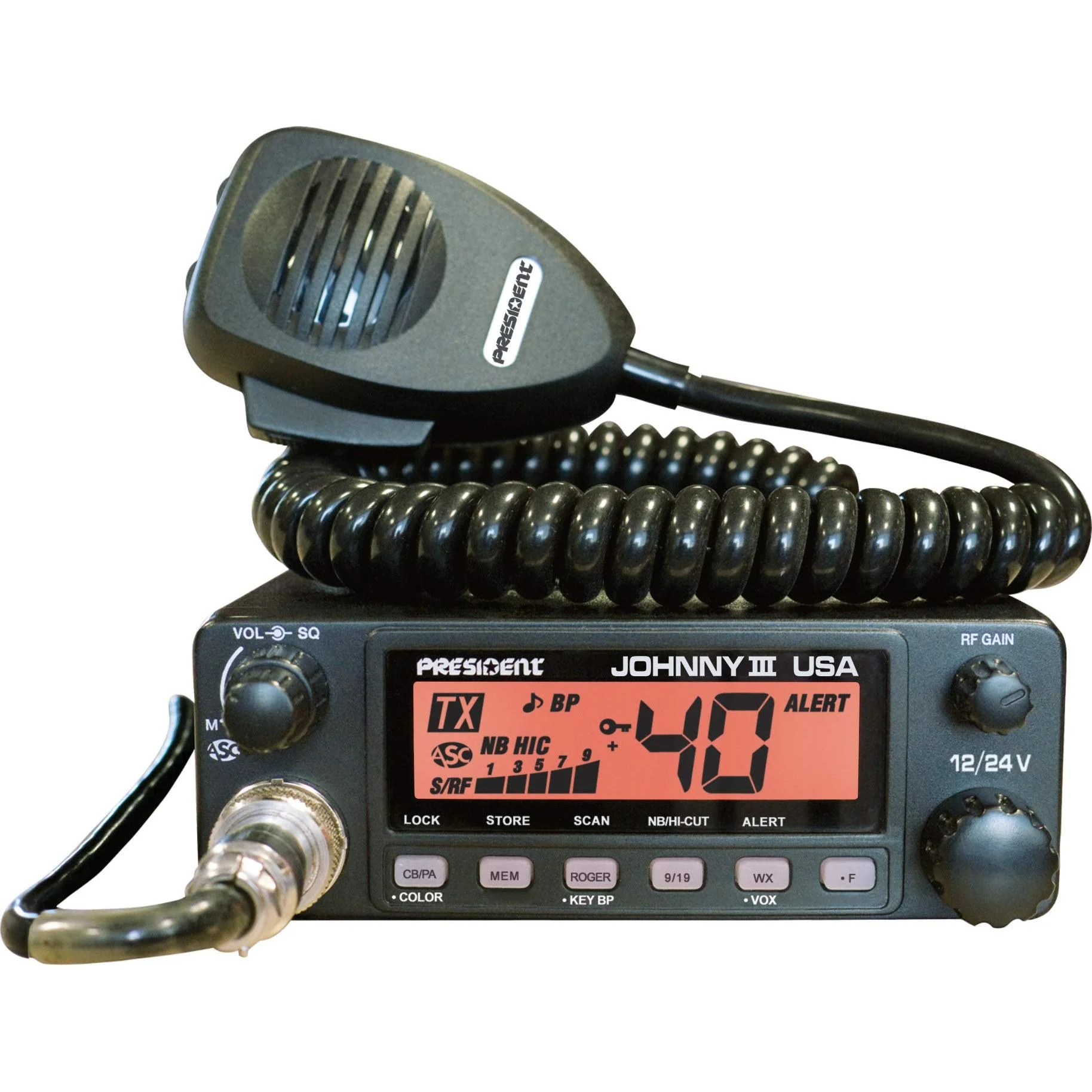 President Johnny III USA 40 Channel CB Radio 12 or 24V, Black - Image 3
