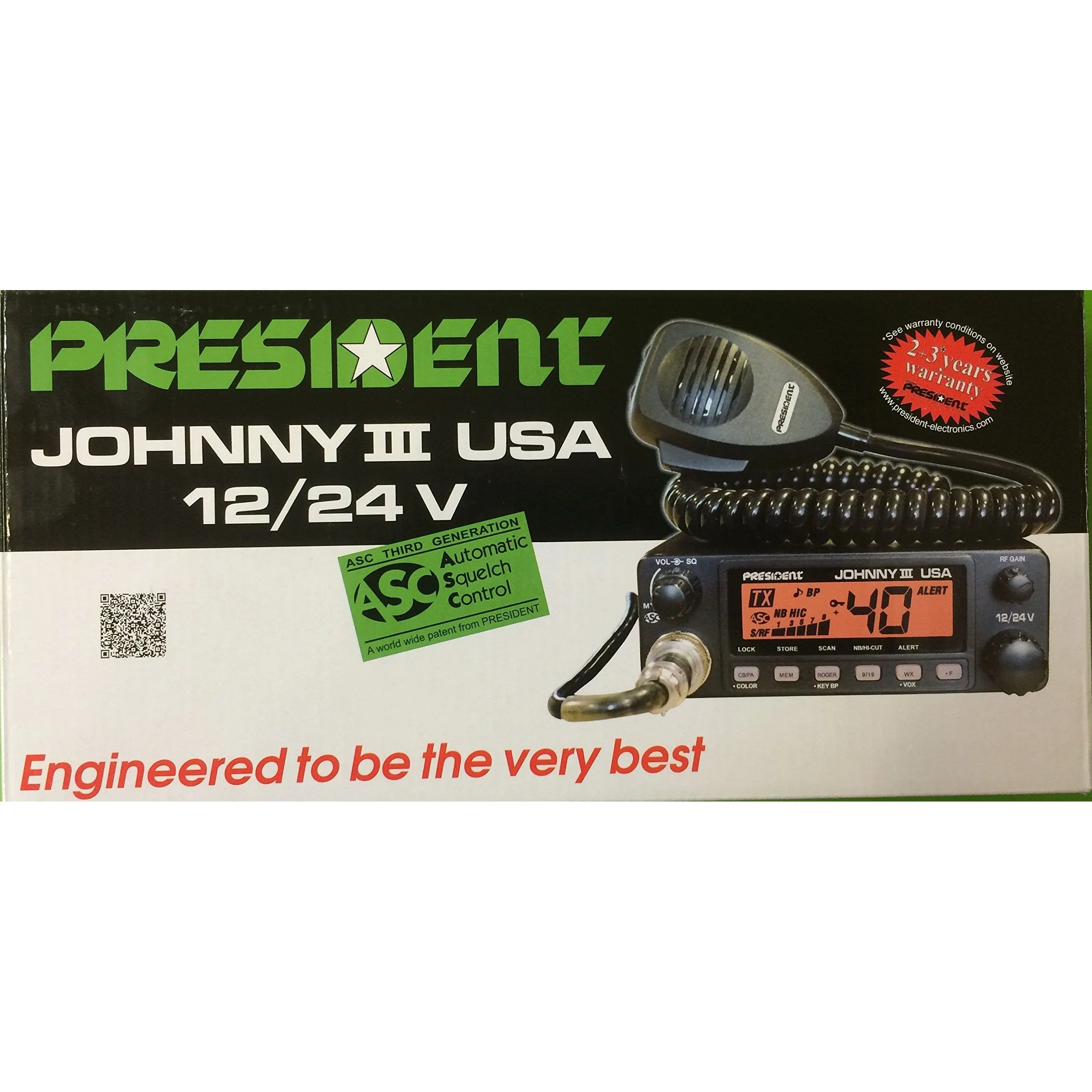 President Johnny III USA 40 Channel CB Radio 12 or 24V, Black - Image 4