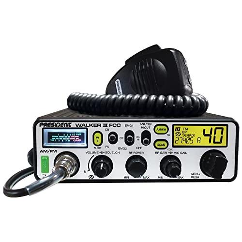 President Walker III FCC AM/FM CB Radio, USB Charging Socket, Roger Beep, Mic Gain, Scan/Scan Skip, 2 Programmable Priority Channels, Talkback Function, Weather Channel, 40 Channels - Image 4