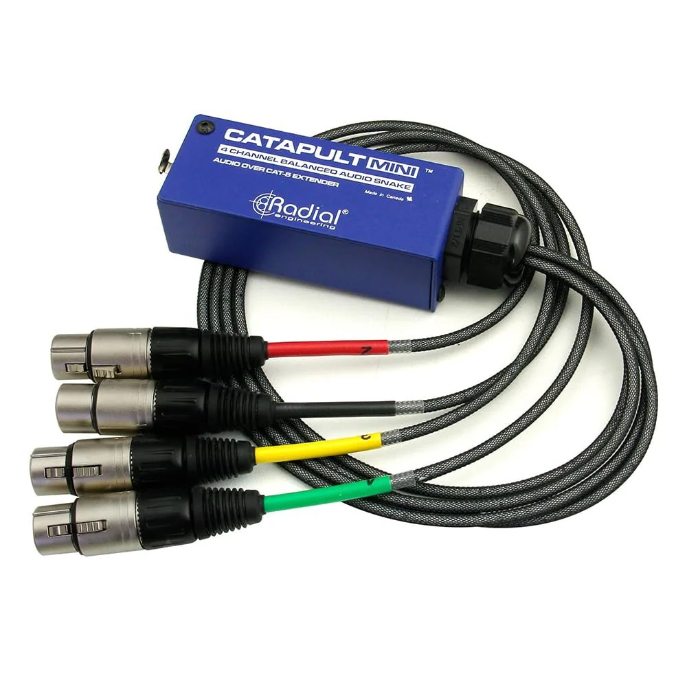 Radial Catapult Mini TRS Cat 5/6 Audio Snake Module with 1/4 inch TRS Connectors Bundle with 10ft Pig Hog Black Woven Instrument Cable - Image 4