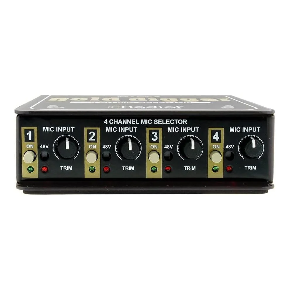 Radial Engineering Gold Digger 4-Channel Mic Selector Straight Wire Distortion-Free Signal Path - Image 3