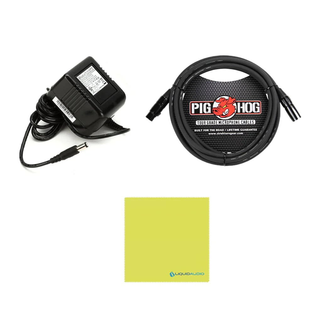 Radial Engineering StageBug SB-48 Phantom Power Supply Bundle w/Pig Hog PHM10 8mm Mic XLR Cable and Liquid Audio Polishing Cloth - Image 2