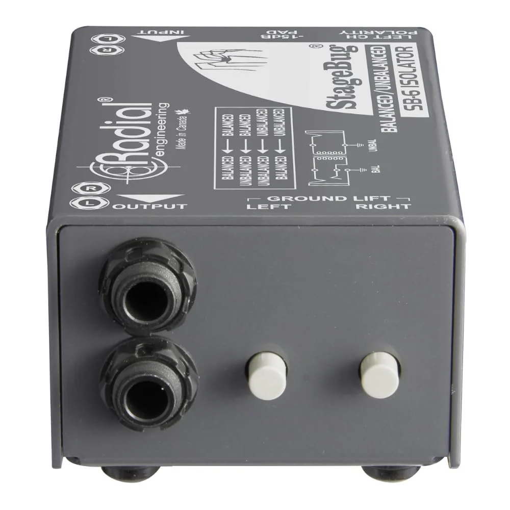 Radial Engineering StageBug SB-6 Passive Stereo Line Isolator Bundle w/Pig Hog PCH10BK "Black Woven" Instrument Cable and Liquid Audio Polishing Cloth - Image 4