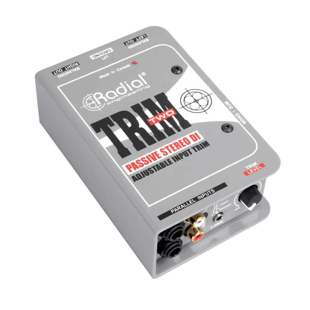 Radial Engineering Trim-Two Passive Stereo Direct Box with Level Control Bundle w/Pig Hog PCH10BK "Black Woven" Instrument Cable and Liquid Audio Polishing Cloth - Image 3