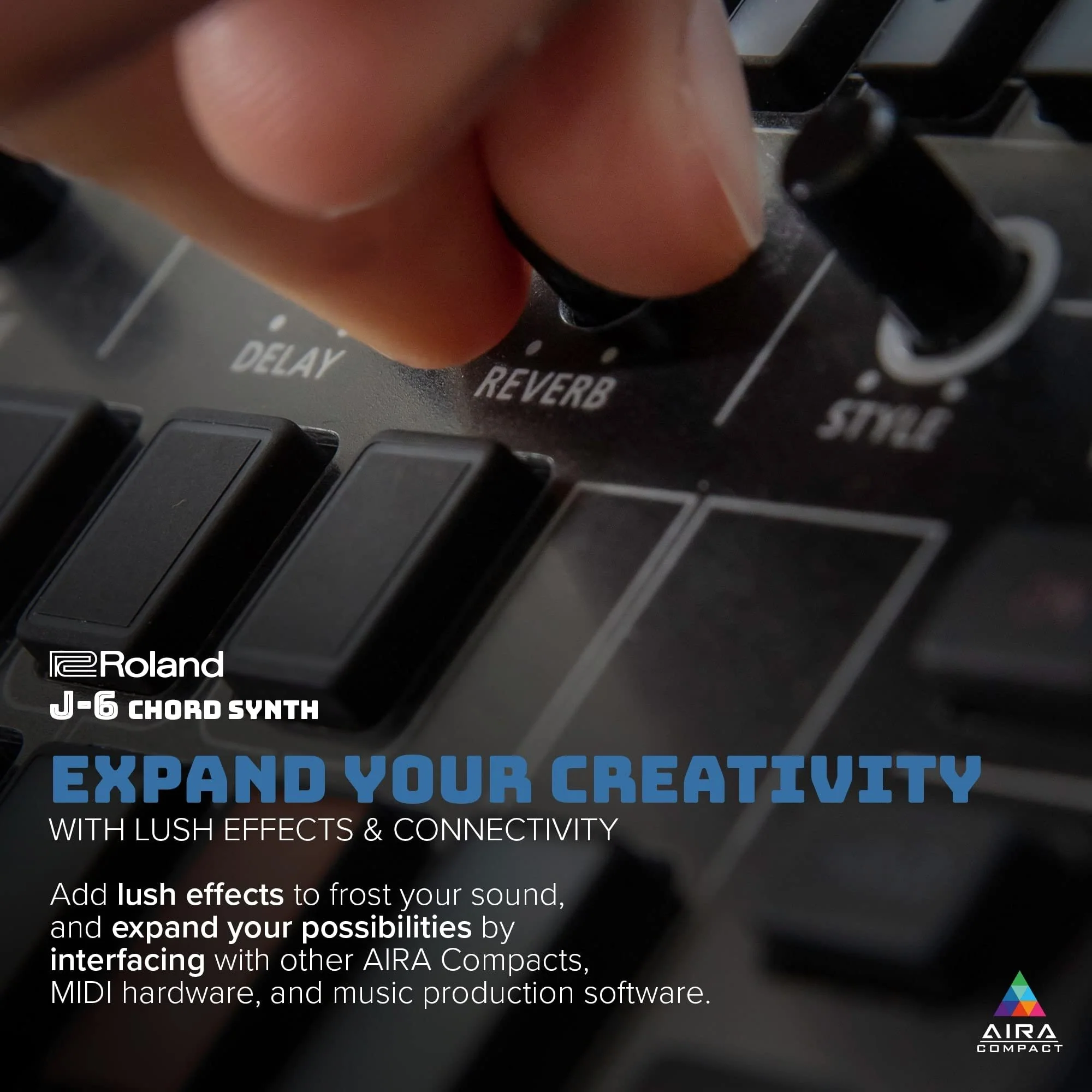 ROLAND AIRA Compact J-6 CHORD SYNTH | Portable song creation machine with professional Roland sound and features | JUNO-60 Synth Engine & Presets | Chord Sequencer | Effects,Black - Image 5