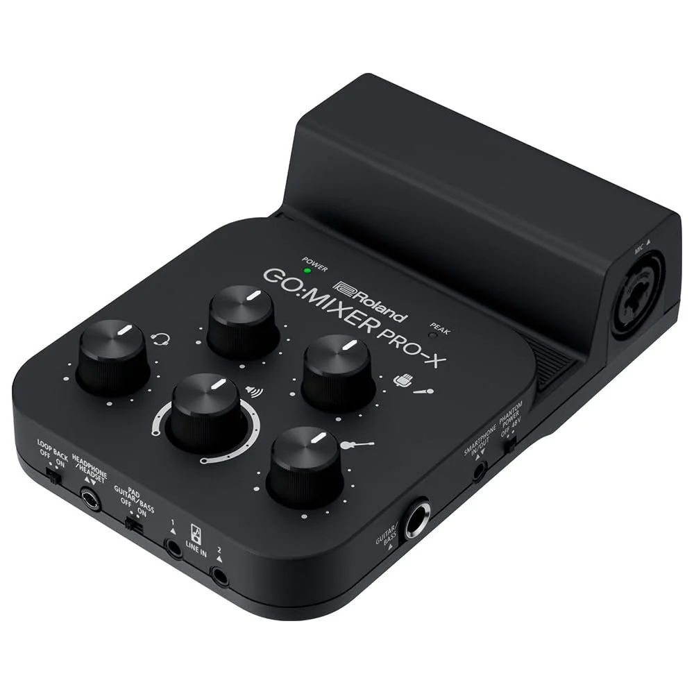 Roland GO:MIXER PRO-X Audio Mixer for Smartphones Bundle with 10ft Pig Hog Instrument Cable & Polishing Cloth – Mix up to 7 Audio Sources, Enhance Livestreams & Social Content with Pro Sound - Image 3