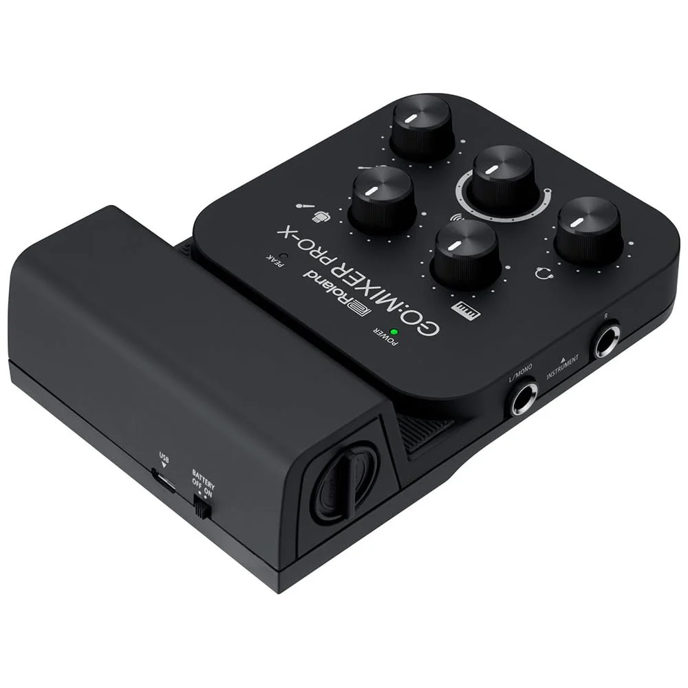 Roland GO:MIXER PRO-X Audio Mixer for Smartphones Bundle with 10ft Pig Hog Instrument Cable & Polishing Cloth – Mix up to 7 Audio Sources, Enhance Livestreams & Social Content with Pro Sound - Image 4