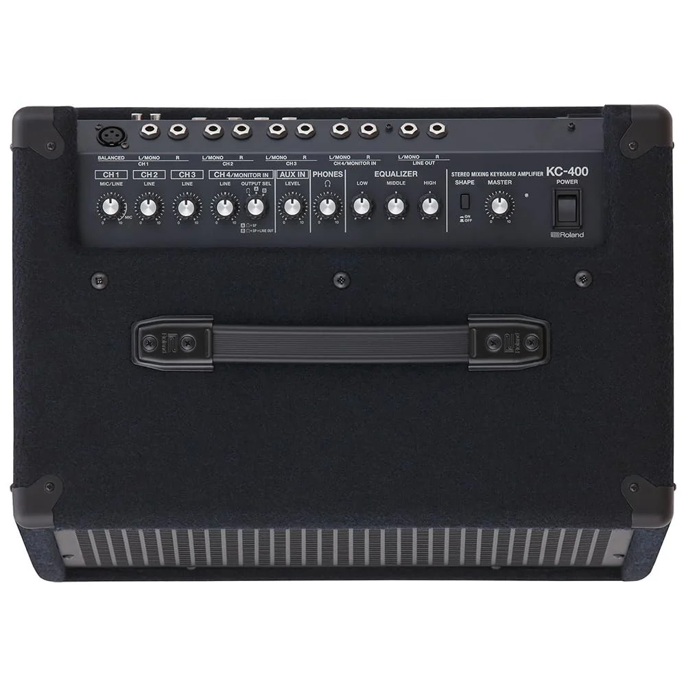 Roland KC-400 4-Channel Stereo Mixing Keyboard Amplifier Bundle with 25ft Pig Hog 9.2mm Speaker Cable & Polishing Cloth – 150-Watt Output, 12" Woofer, Flexible I/O, and Powerful Sound Projection - Image 4