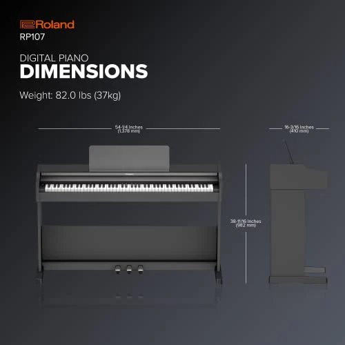 Roland RP107 Digital Compact and Affordable Home Piano with Traditional Upright Styling | Perfect for Beginners |Onboard Bluetooth & More,Black - Image 3