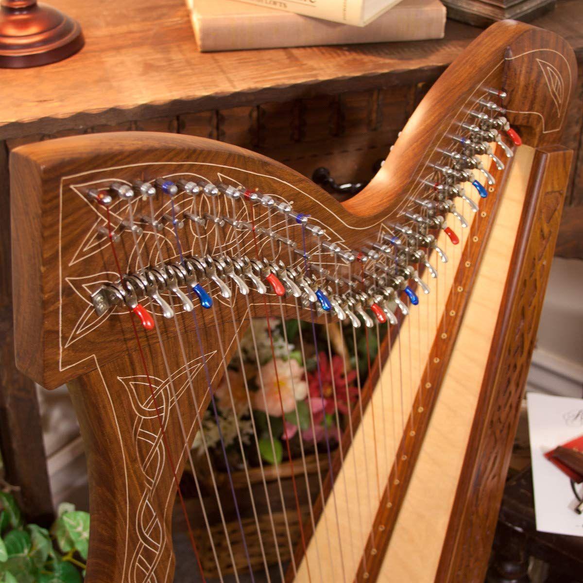 Roosebeck Minstrel Harp 29-String w/Full Chelby Levers - Knotwork - Image 4