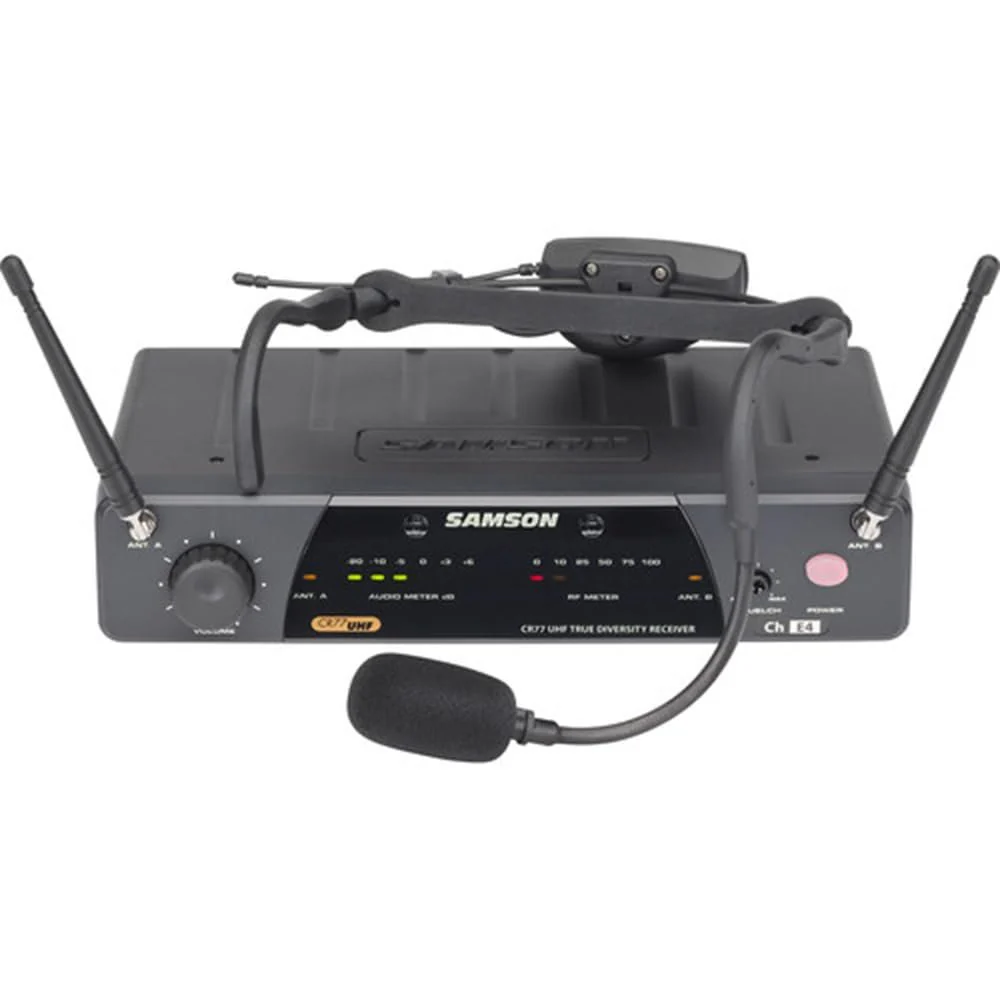 Samson Airline 77 AH7 Fitness Headset Wireless System Channel K2 (490.975 MHz) Bundle with 5 Windscreens and Polishing Cloth – Fitness Instructor Microphone Headset System - Image 2