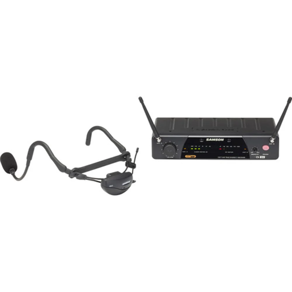 Samson Airline 77 AH7 Fitness Headset Wireless System Channel K4 (477.525 MHz) Bundle with 5 Windscreens and Polishing Cloth – Fitness Instructor Microphone Headset System - Image 4
