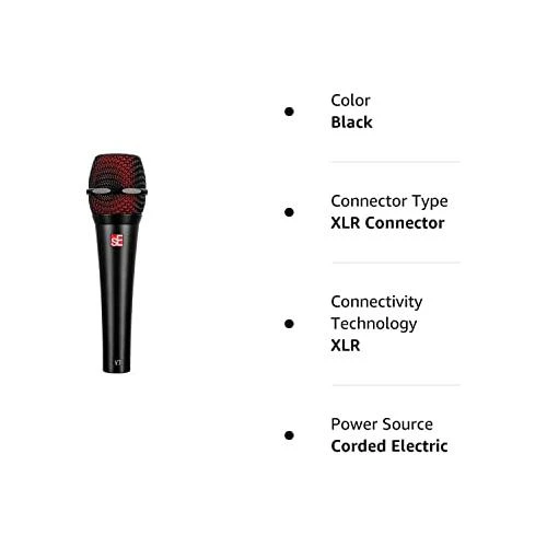 SE Electronics V7 BLACK Studio Grade Handheld Supercardioid Microphone with Shock Mount (Black) - Image 5
