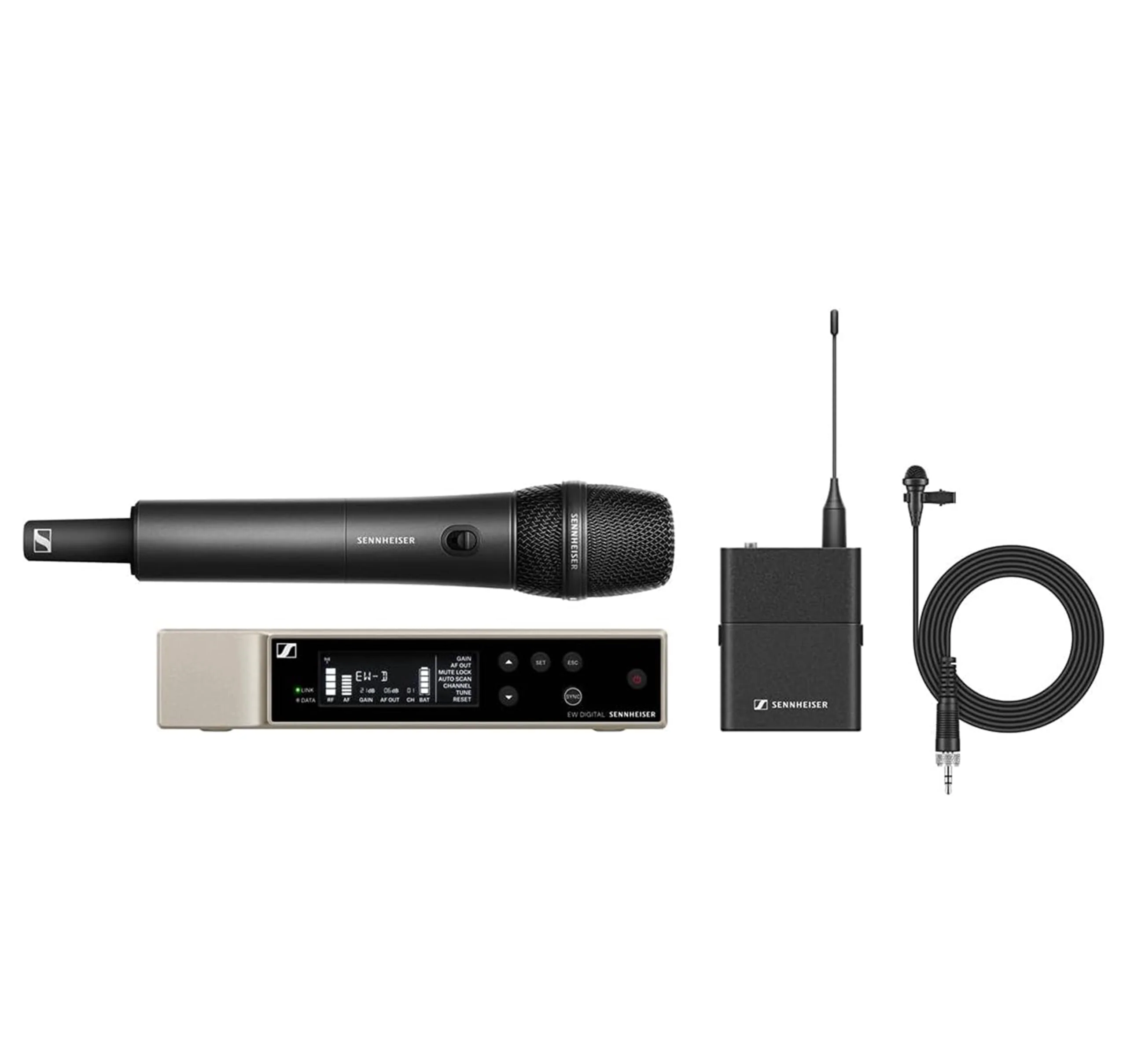 Sennheiser Combo Wireless Handheld & Lavalier Microphone System Bundle with 10ft Pig Hog Mic Cable, 4 AA Batteries & Polishing Cloth – EW-D ME2/835-S (R4-R9), Clear Digital Audio, UHF Transmission - Image 3