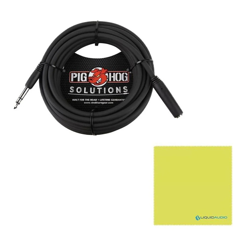 Liquid Audio Sennheiser HD25 Light On-Ear DJ Headphones, Black Bundle w/Pig Hog PHX14-25 1/4" Headphone Extension Cable Polishing Cloth - Image 2