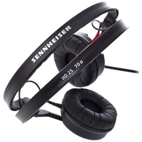 Liquid Audio Sennheiser HD25 Plus On-Ear Monitor Headphones, Black Bundle w/Pig Hog PHX14-25 1/4" Headphone Extension Cable Polishing Cloth - Image 3