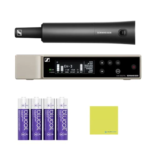 Sennheiser Wireless Handheld Base System Bundle with 4 AA Batteries & Cloth EW-D SKM-S (R4-9) Digital Wireless System with Handheld Transmitter, Receiver, Rack Kit & Accessories (552-608MHz) - Image 7