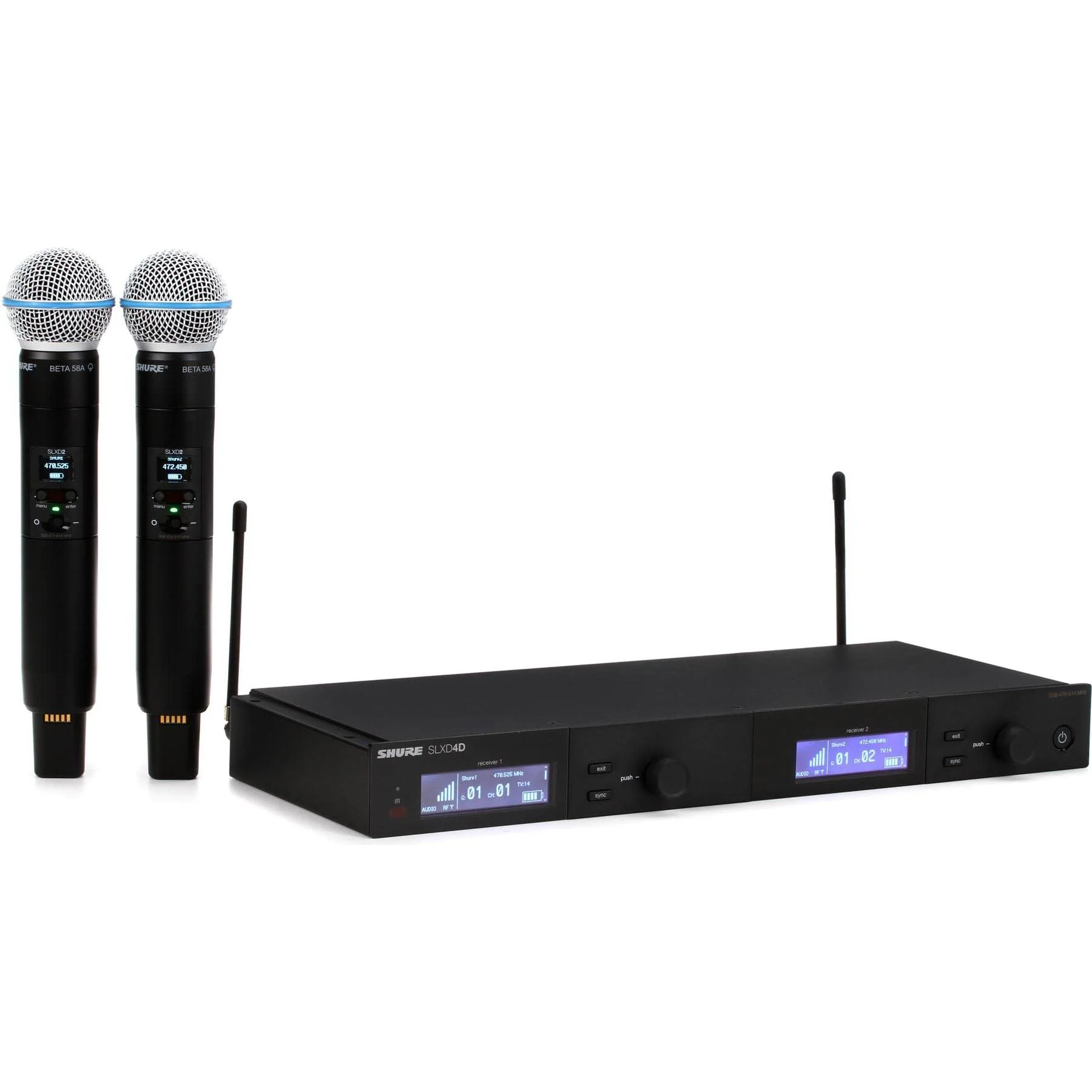 Shure SLXD24D/B58 Dual Channel Wireless Microphone System with 2 BETA 58A Handheld Mics, SLXD24D/B58-G58 - Image 2