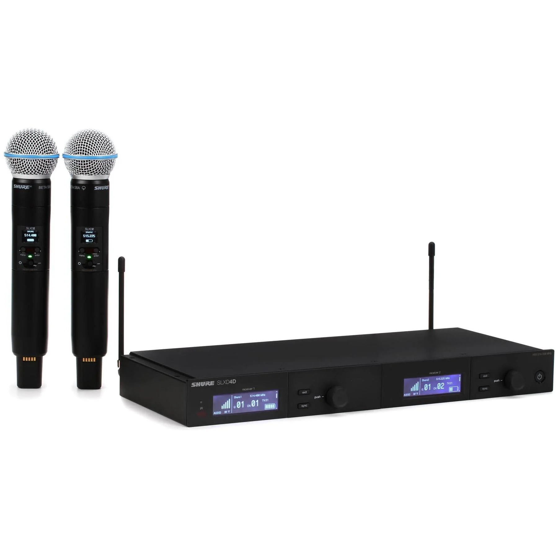 Shure SLXD24D/B58 Dual Channel Wireless Microphone System with 2 BETA 58A Handheld Mics, SLXD24D/B58-G58 - Image 3