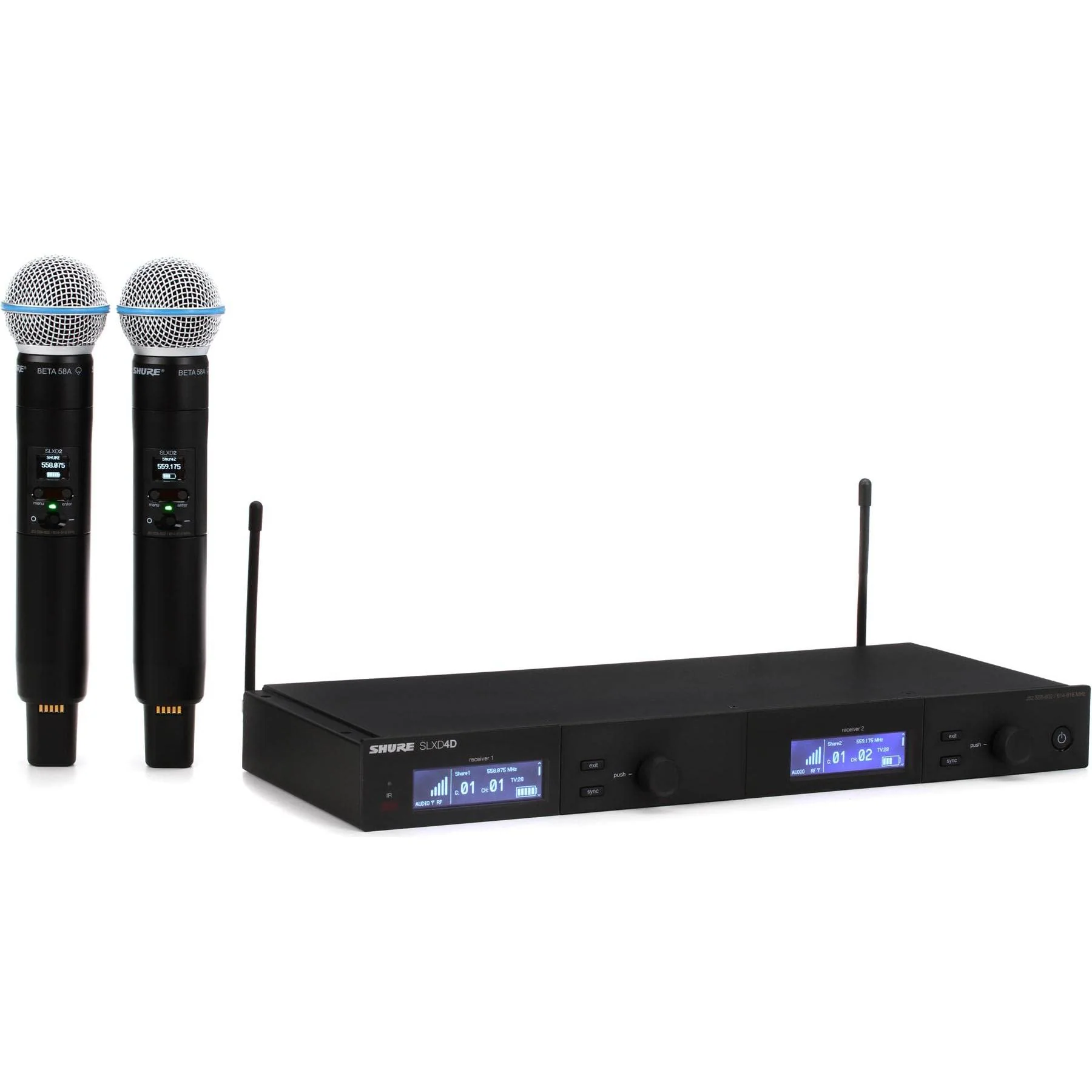 Shure SLXD24D/B58 Dual Channel Wireless Microphone System with 2 BETA 58A Handheld Mics, SLXD24D/B58-G58 - Image 4