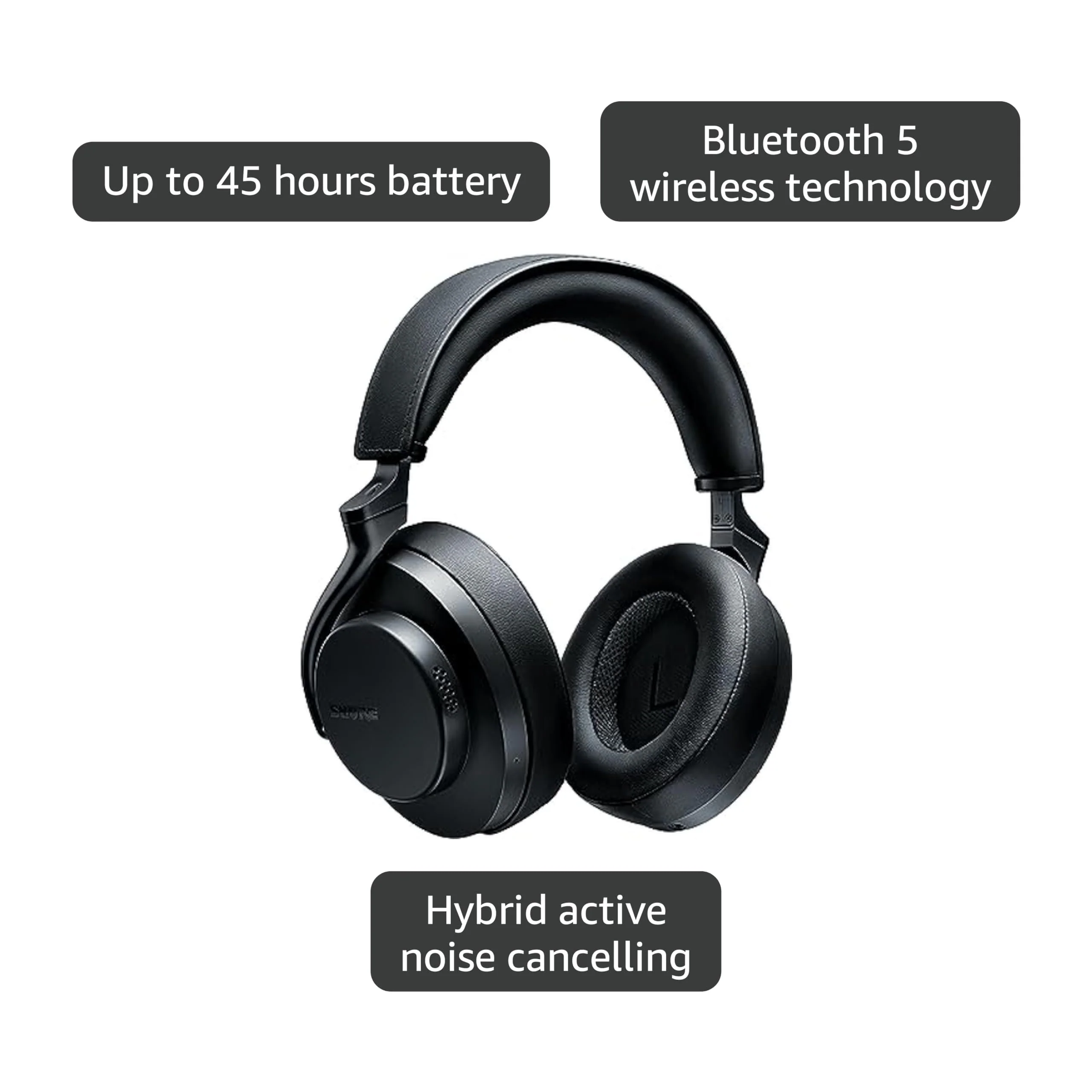 Shure AONIC 50 Gen 2 Wireless Noise Cancelling Headphones, Premium Studio Sound, Bluetooth 5, Customizable EQ, 45-Hour Battery, Over-Ear, Black - Image 4
