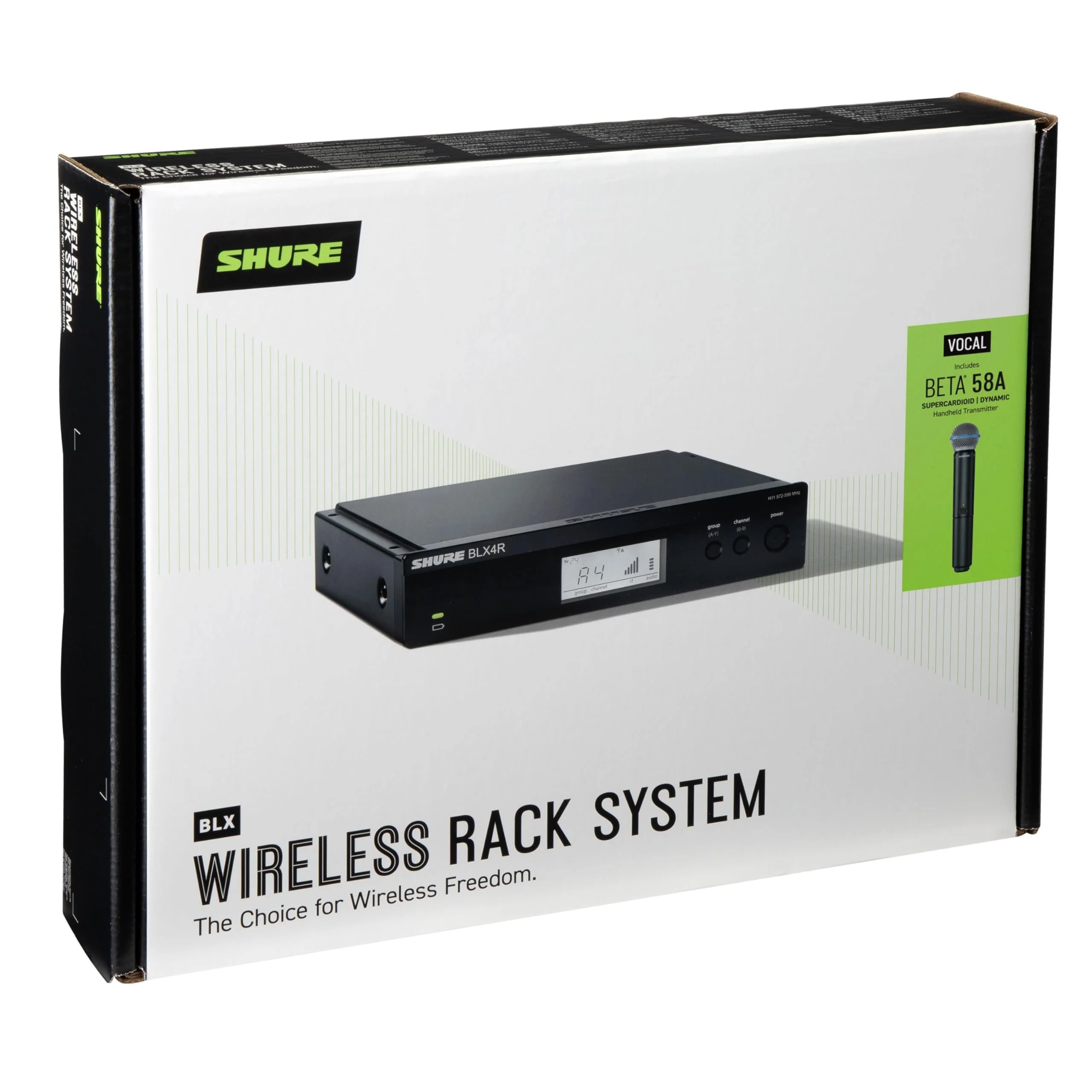 Shure BLX24R/B58 Wireless Microphone System - 14-Hour Battery Life, 300 ft Range, UHF | BETA 58A Handheld Vocal Mic, Single Channel Rack Mount Receiver | H10 Band (BLX24R/B58-H10) - Image 2