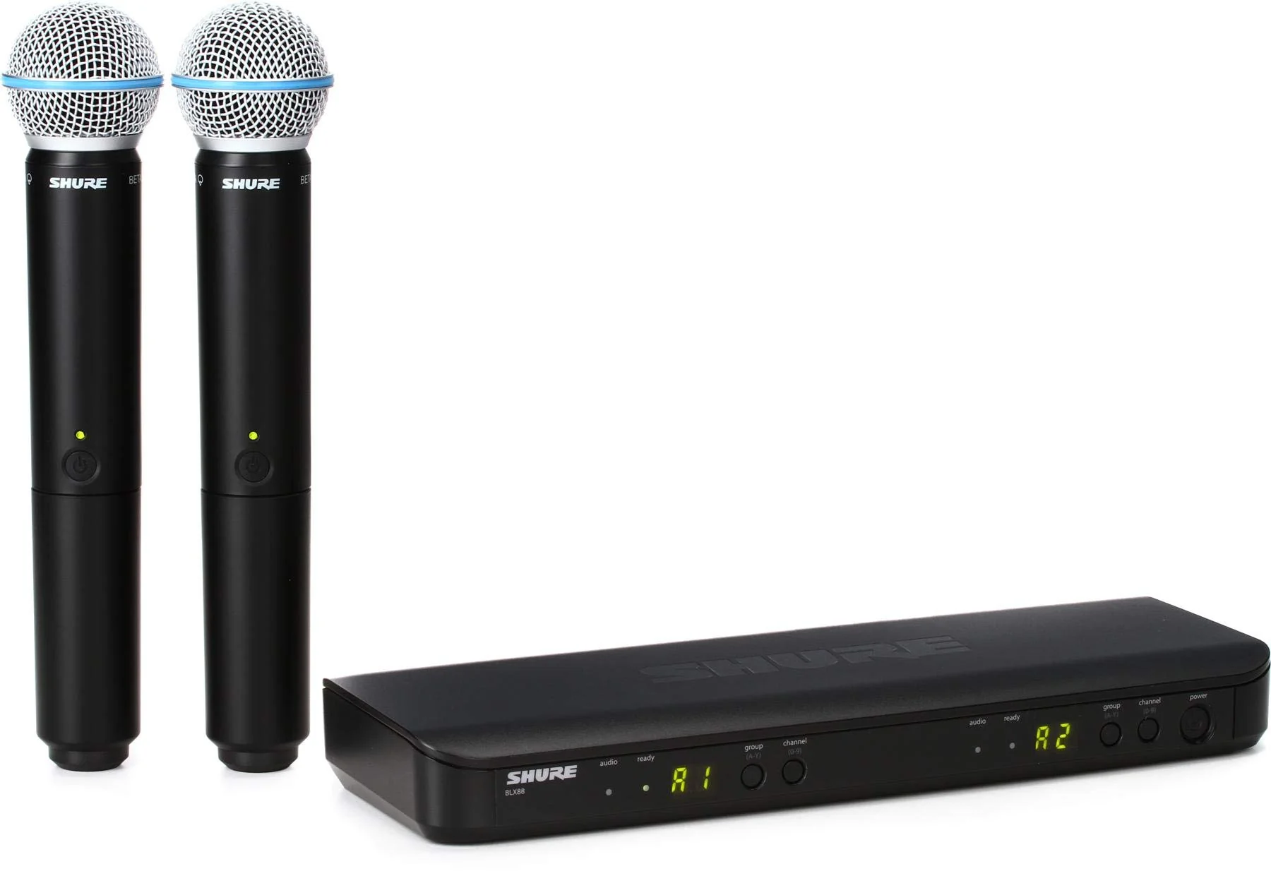 Shure BLX288/B58 UHF Wireless Microphone System - Perfect for Church, Karaoke, Vocals - 14-Hour Battery Life, 300 ft Range | Includes (2) BETA 58A Handheld Vocal Mics, Dual Channel Receiver | H10 Band - Image 2