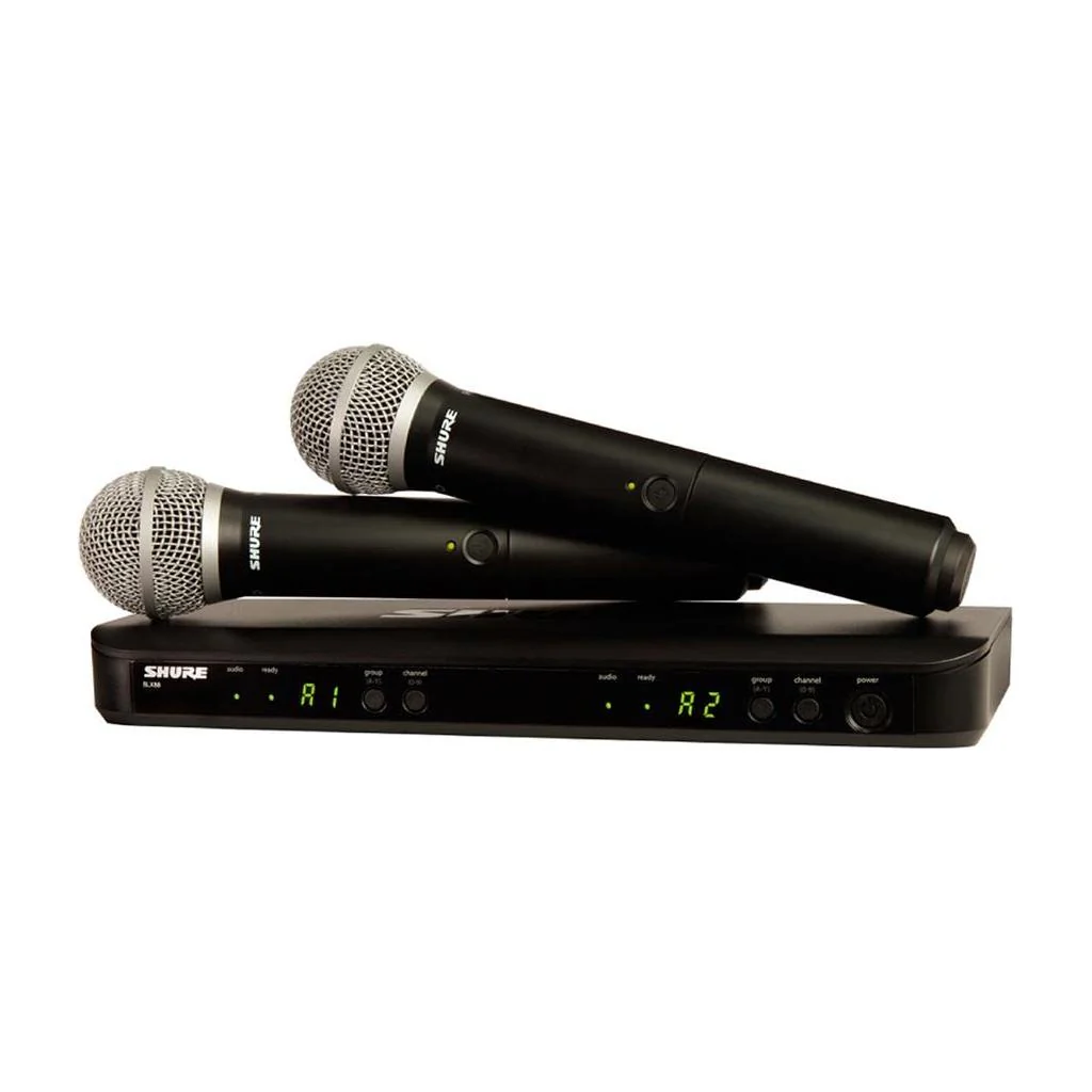 Shure BLX288/PG58 UHF Wireless Microphone System - Perfect for Church, Karaoke, Vocals - 14-Hour Battery Life, 300 ft Range | Includes (2) PG58 Handheld Vocal Mics, Dual Channel Receiver | H10 Band - Image 5