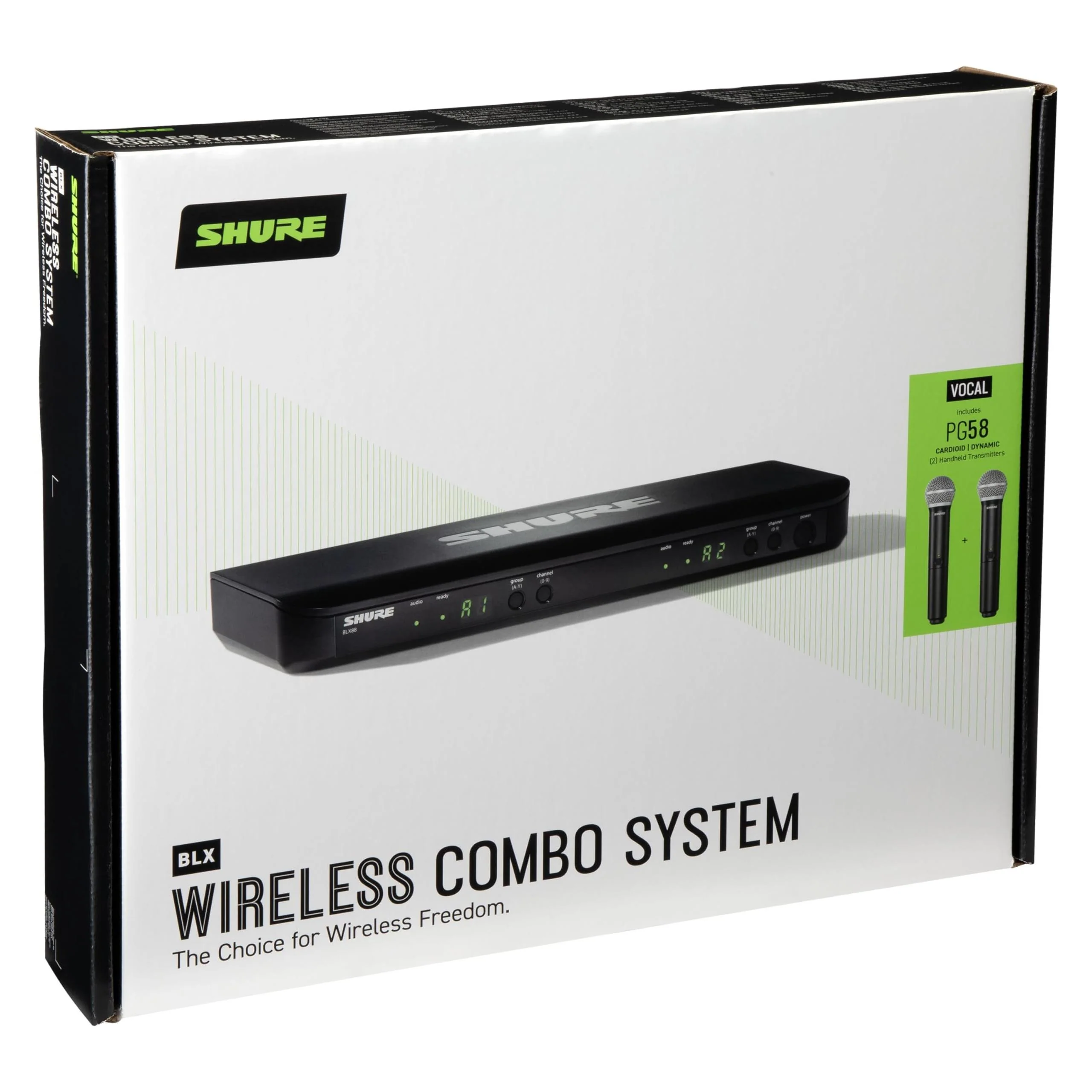 Shure BLX288/PG58 UHF Wireless Microphone System - Perfect for Church, Karaoke, Vocals - 14-Hour Battery Life, 300 ft Range | Includes (2) PG58 Handheld Vocal Mics, Dual Channel Receiver | H10 Band - Image 6