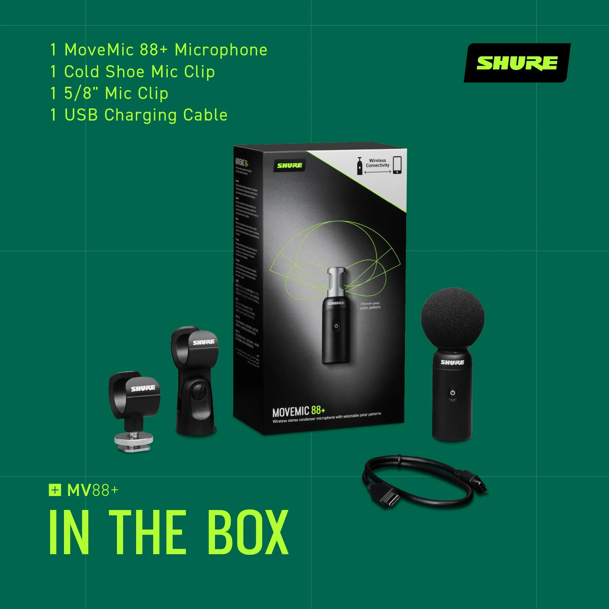 Shure MoveMic 88+ Wireless Microphone - Professional Audio Recorder for Film/Field Recording Interviews, Stereo Mic 4 Polar Patterns | Compatible with iOS/Android via Motiv App (MV88+W-Z7) - Image 30