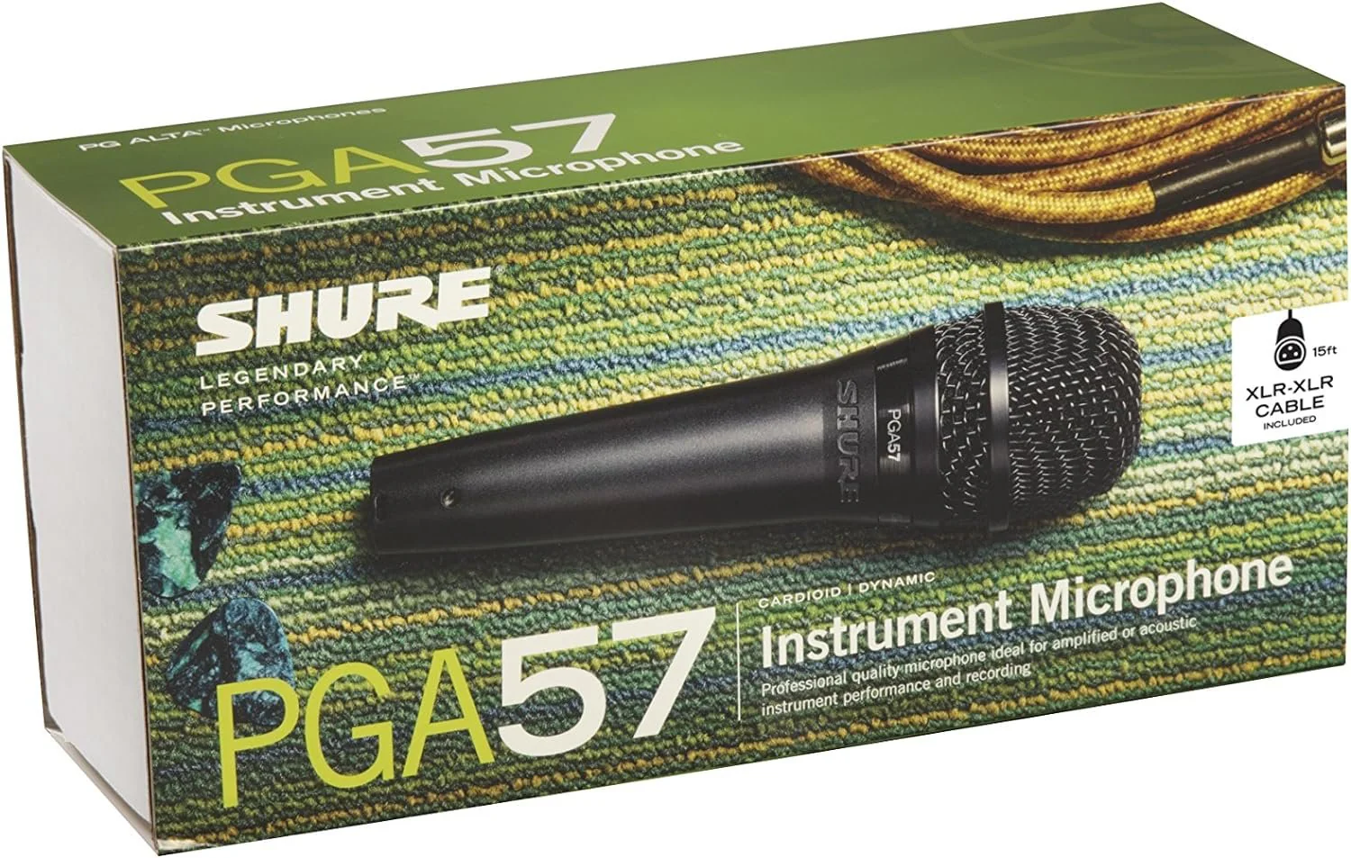 Shure PGA57 Dynamic Microphone - Professional Quality Instrument Mic with Cardioid Pick-up Pattern, 3-in XLR Connector, 15' XLR-to-XLR Cable, Stand Adapter and Zipper Pouch, (PGA57-XLR) - Image 3