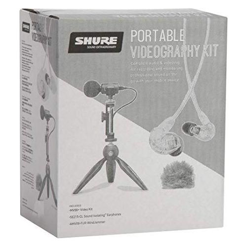 Shure Portable Videography Kit - Professional Recording Rig with MV88+ iPhone Mic, Manfrotto PIXI Tripod, Phone Clamp, Mount, AMV88-Fur Windjammer and SE215 PRO Sound Isolating Earbuds (MV88+SE215-CL) - Image 3