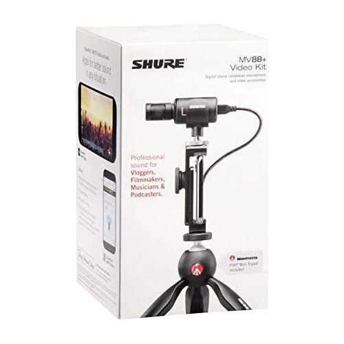 Shure Portable Videography Kit - Professional Recording Rig with MV88+ iPhone Mic, Manfrotto PIXI Tripod, Phone Clamp, Mount, AMV88-Fur Windjammer and SE215 PRO Sound Isolating Earbuds (MV88+SE215-CL) - Image 5