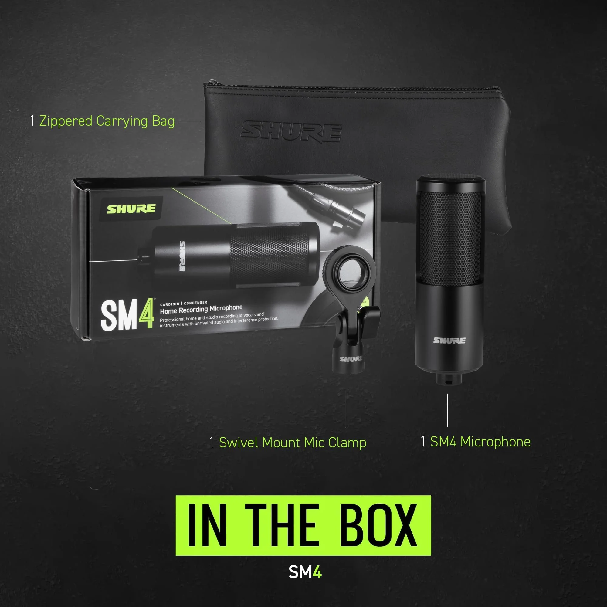 Shure SM4-K Studio Condenser Microphone – XLR Mic for Home Studio Recording, Vocals & Instruments with Mix-Ready Sound & All-Metal Construction, Black - Image 2