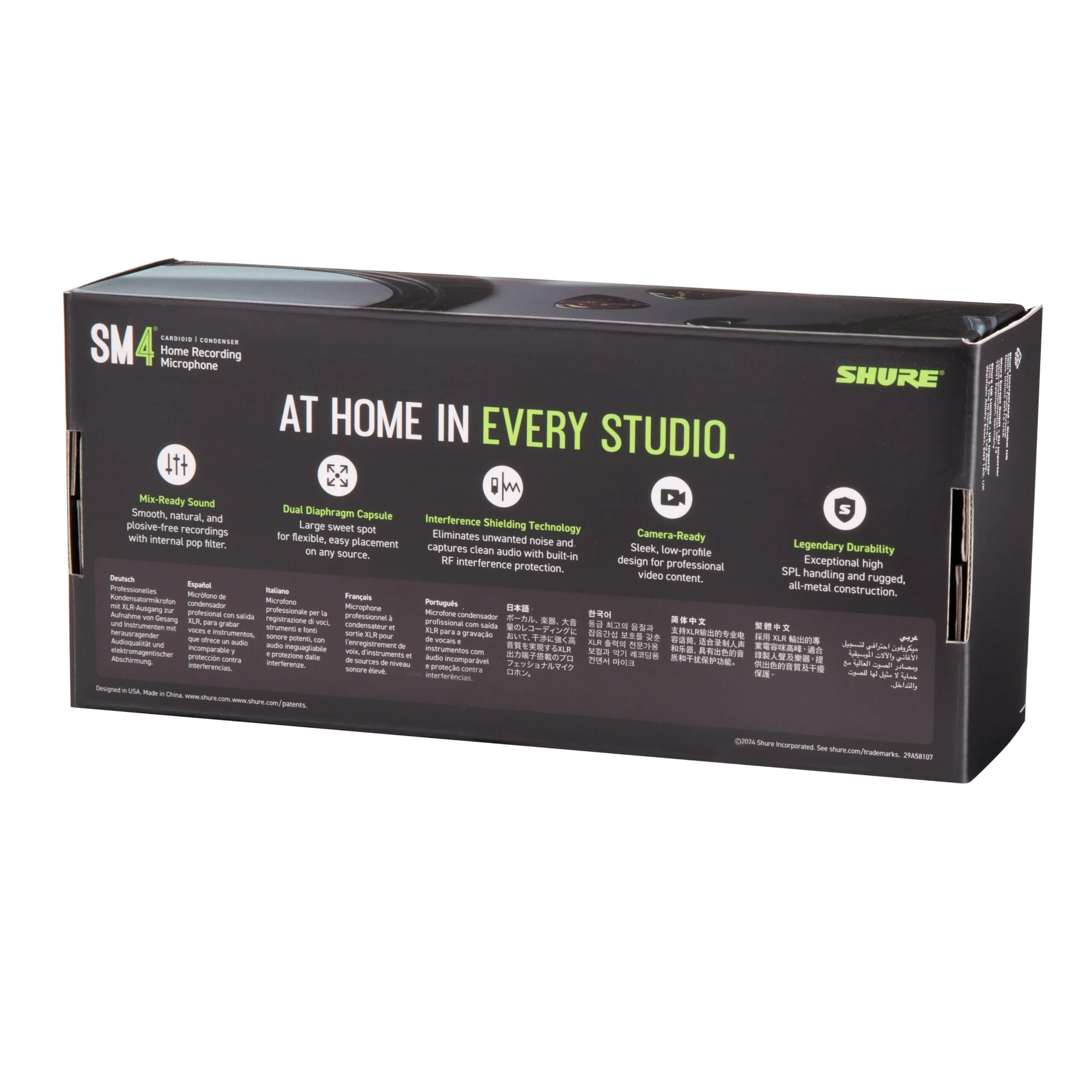Shure SM4-K Studio Condenser Microphone – XLR Mic for Home Studio Recording, Vocals & Instruments with Mix-Ready Sound & All-Metal Construction, Black - Image 8