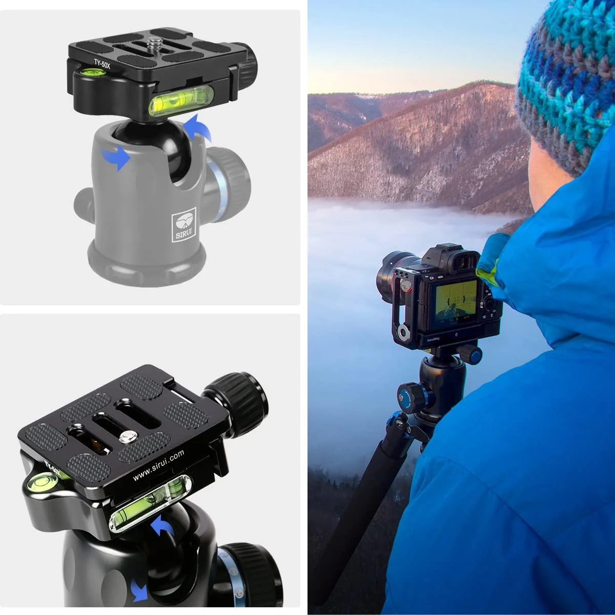 Sirui KX-Series Aluminium Tripod Head incl. TY-Series Quick Release Plate - Black - Image 16