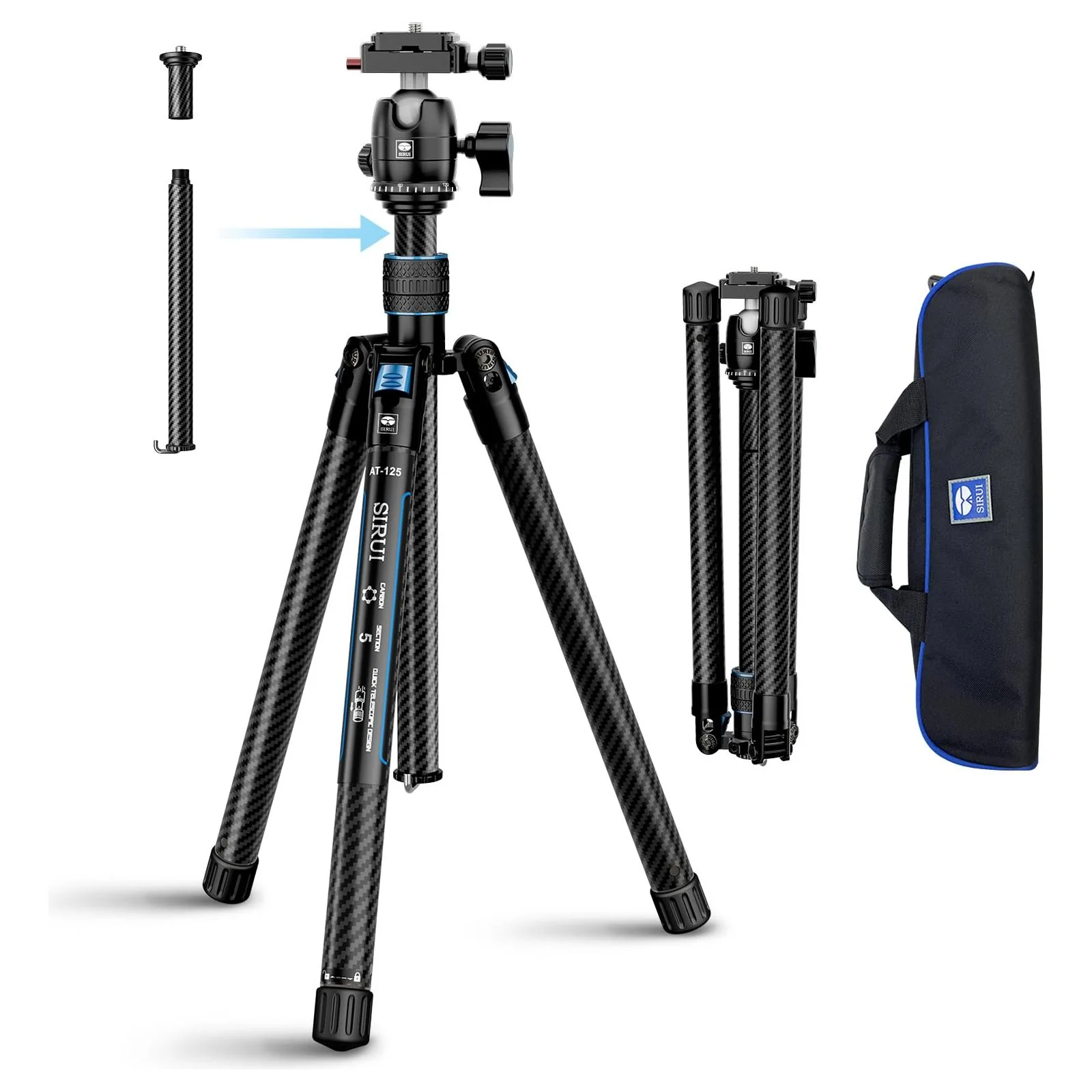 SIRUI Professional Traveler Video Camera Tripod-Carbon Fiber Travel Video Tripod with Fluid Video Head - Image 10