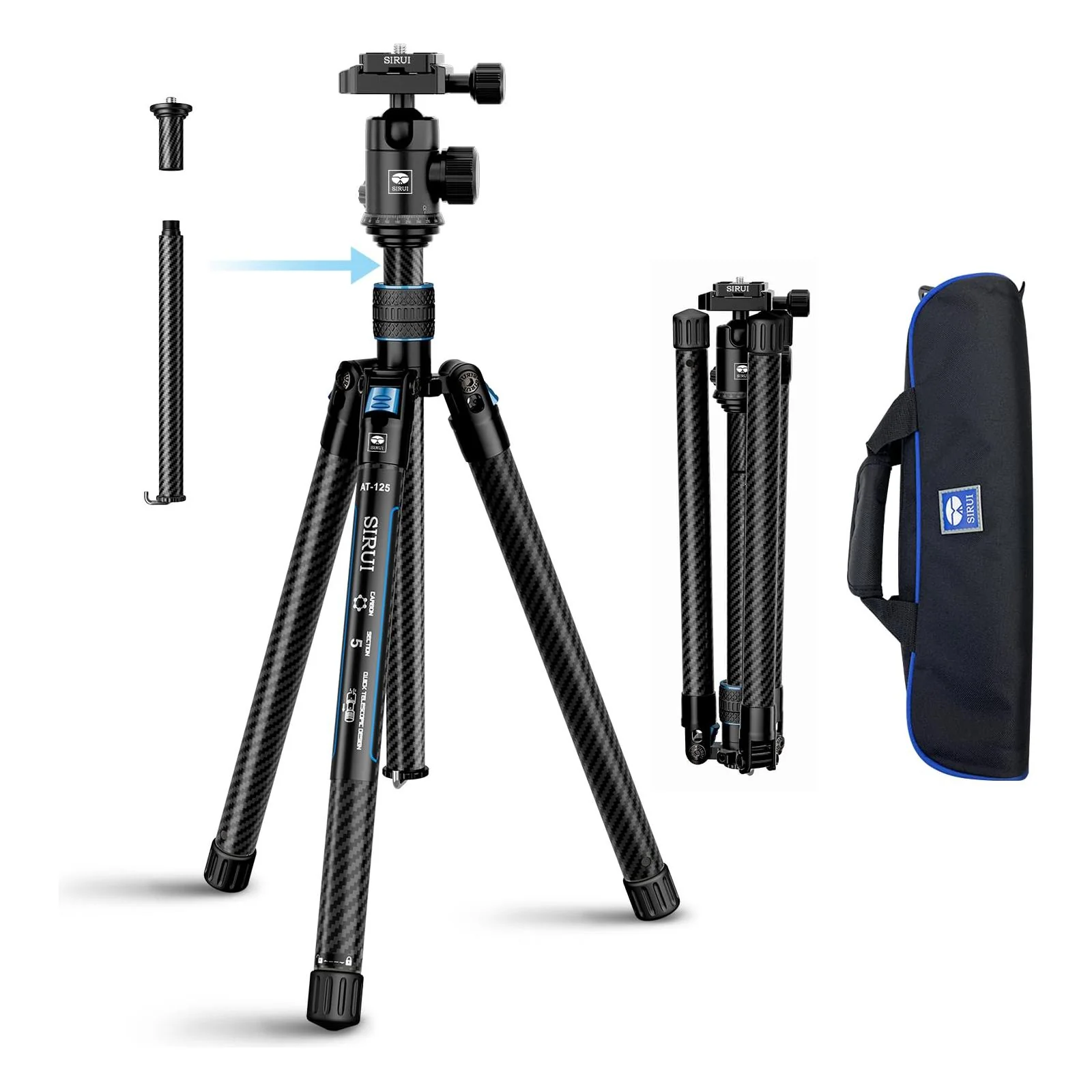 SIRUI Professional Traveler Video Camera Tripod-Carbon Fiber Travel Video Tripod with Fluid Video Head - Image 11