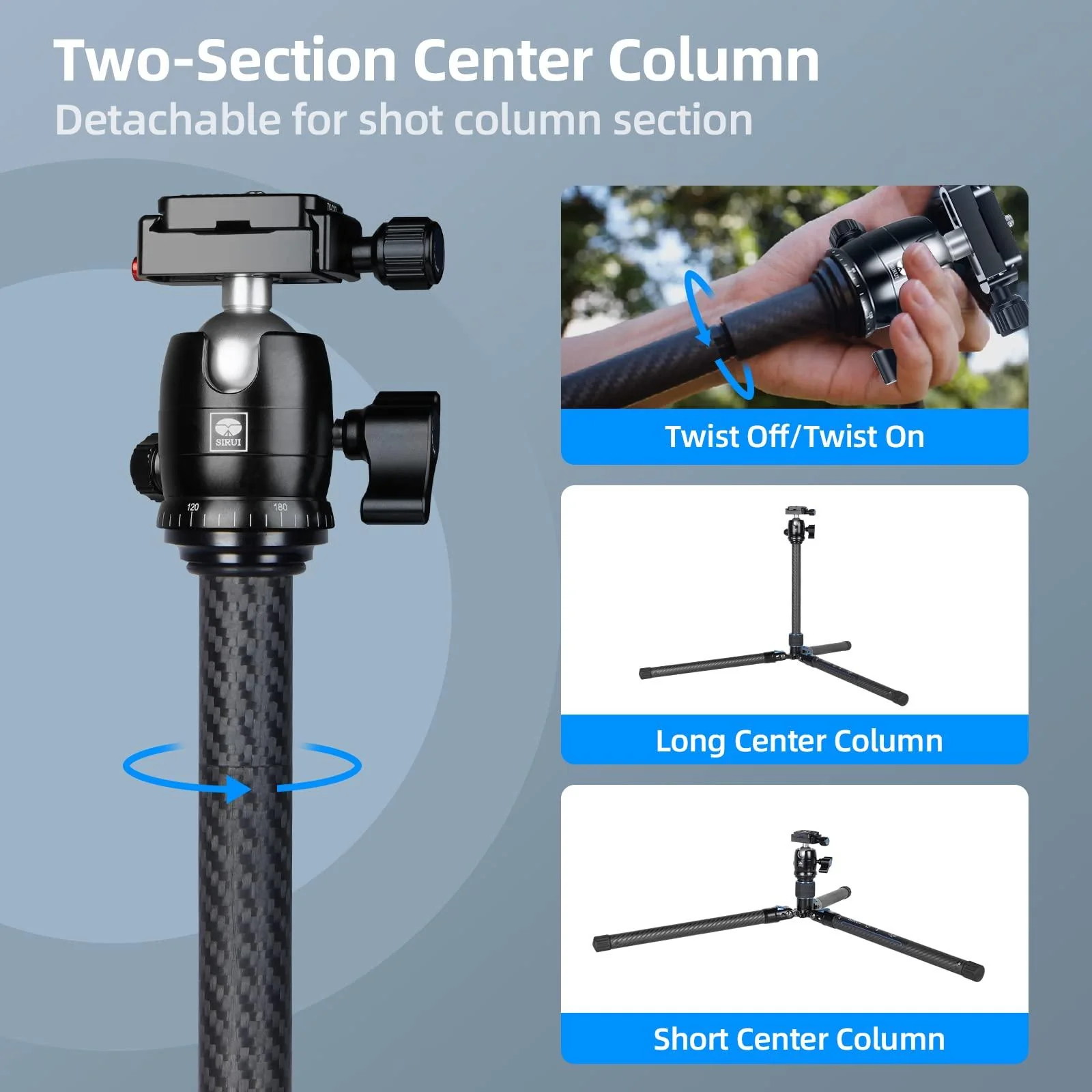 SIRUI Professional Traveler Video Camera Tripod-Carbon Fiber Travel Video Tripod with Fluid Video Head - Image 14
