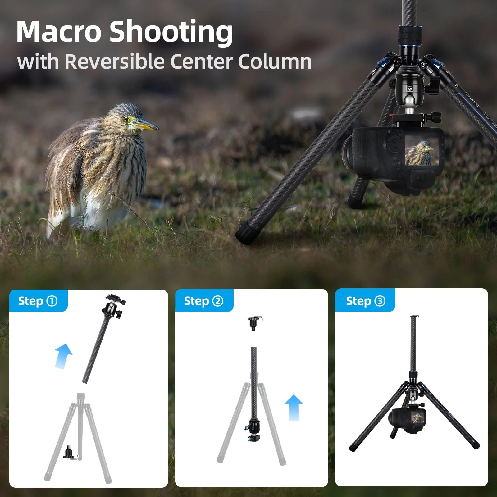 SIRUI Professional Traveler Video Camera Tripod-Carbon Fiber Travel Video Tripod with Fluid Video Head - Image 15