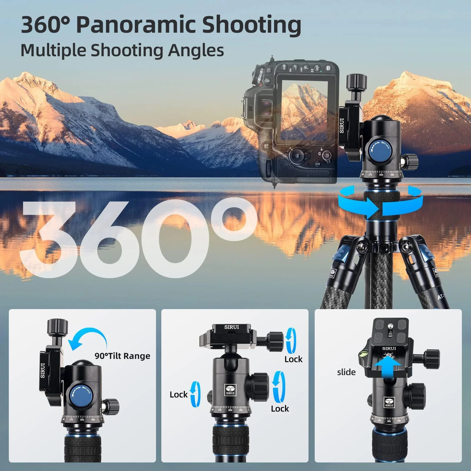 SIRUI Professional Traveler Video Camera Tripod-Carbon Fiber Travel Video Tripod with Fluid Video Head - Image 24