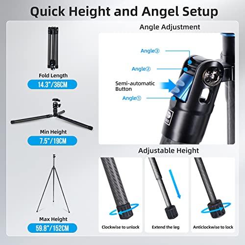 SIRUI Professional Traveler Video Camera Tripod-Carbon Fiber Travel Video Tripod with Fluid Video Head - Image 3