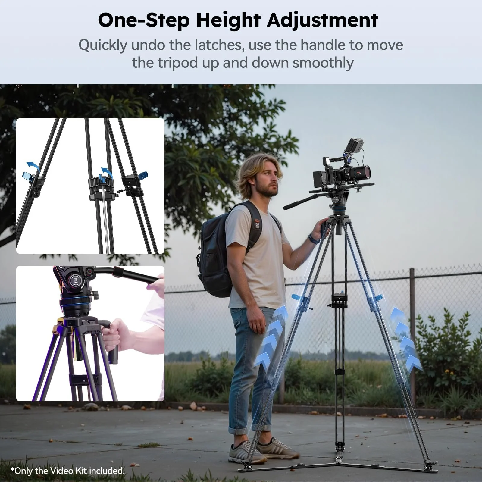 SIRUI SQ75 Carbon Fiber Video Tripod with Hydraulic Fluid Head, 70.1" Rapid Professional Camera Tripod, Stepless Damping on Pan/Tilt, Dual Quick-Release Plate Mode, Max Load 8kg/17.6lb (SQ75+S5) - Image 5
