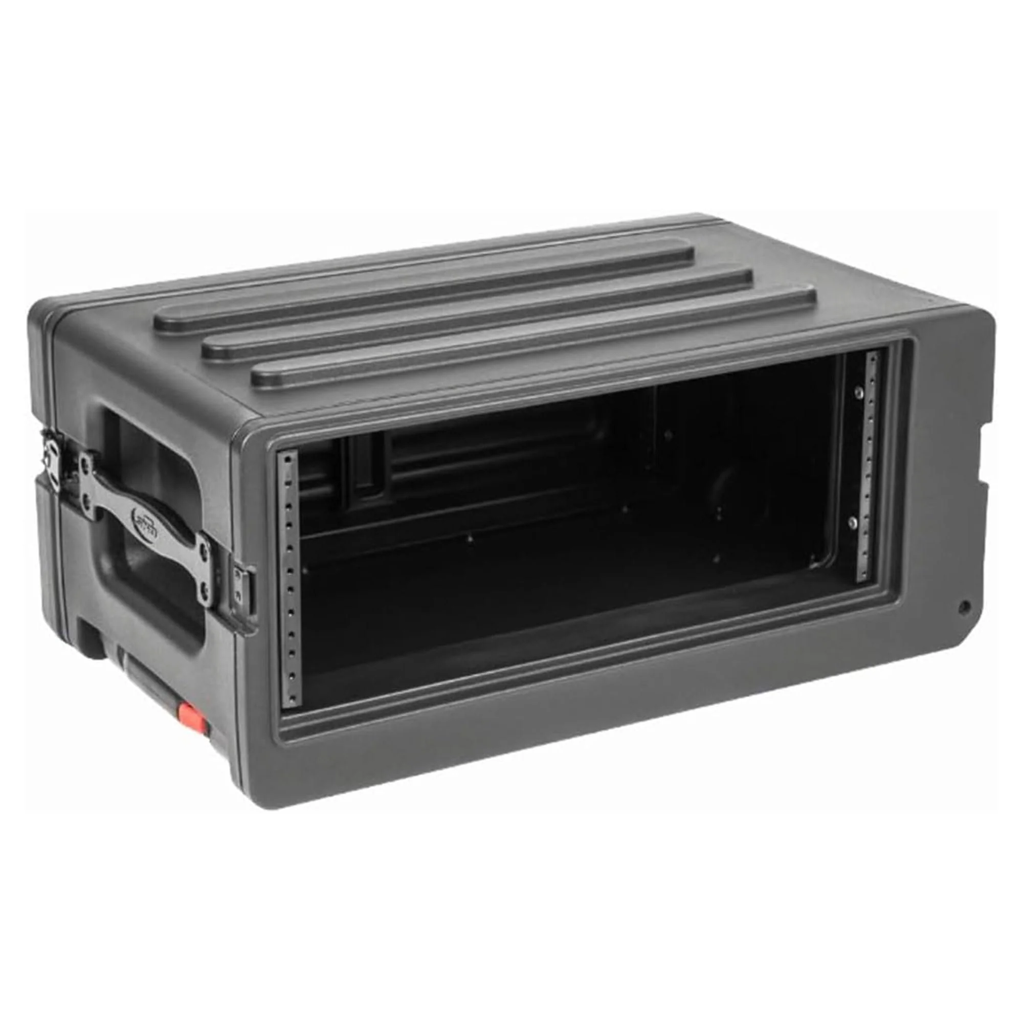 SKB 4U rSeries Shallow Rolling Rack with Integrated Back Wheels and 1-Touch Pull Handle, Comes with 8 Rack Units and Interlocking Molded Stacking Bars - Image 7