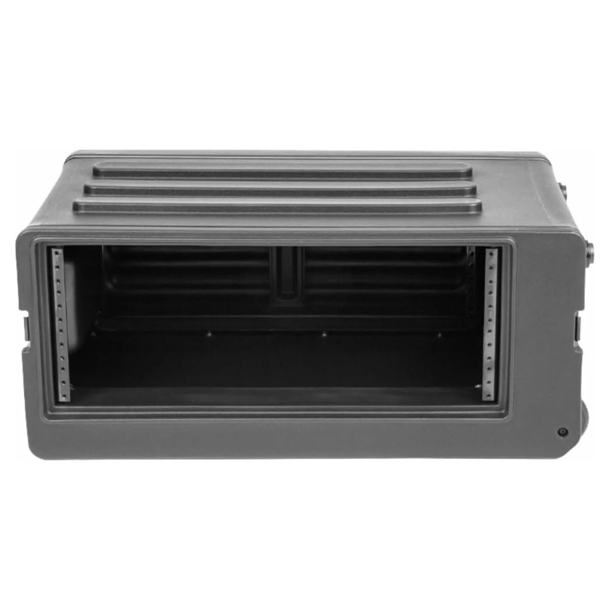 SKB 4U rSeries Shallow Rolling Rack with Integrated Back Wheels and 1-Touch Pull Handle, Comes with 8 Rack Units and Interlocking Molded Stacking Bars - Image 8