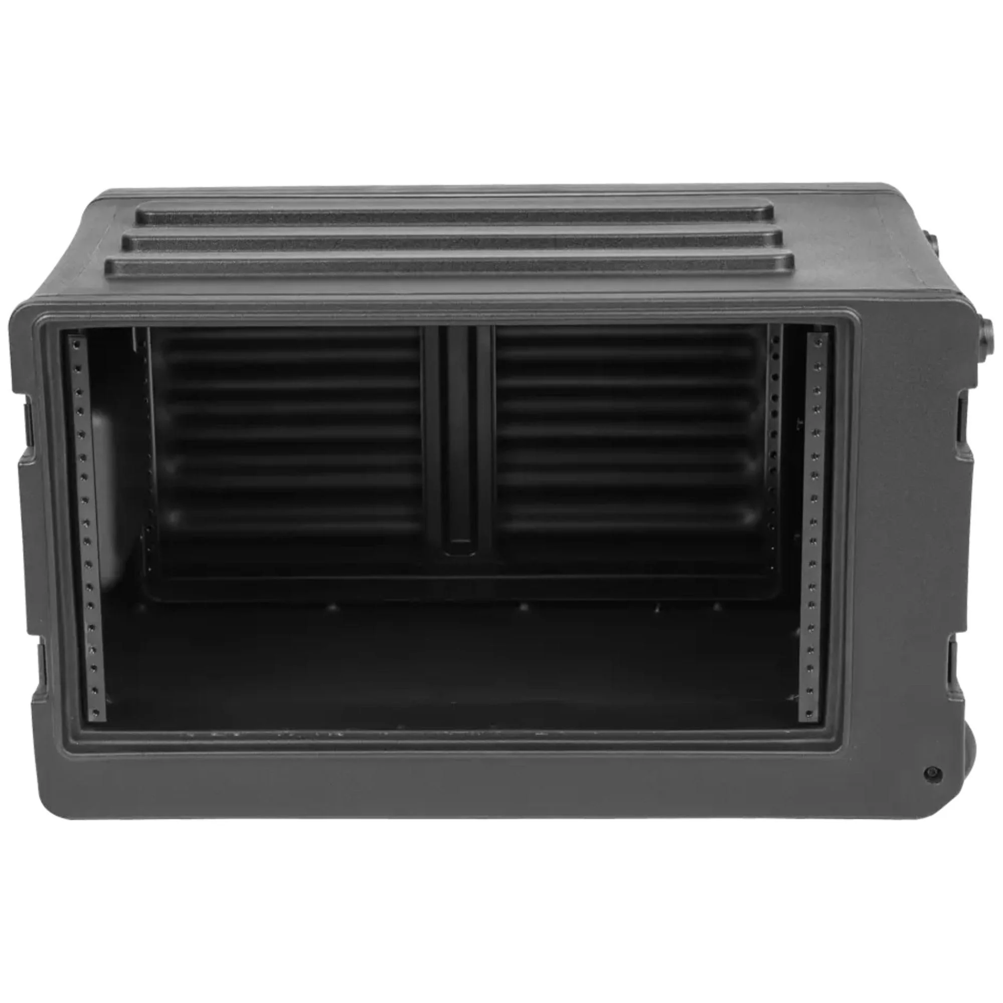 SKB 6U rSeries Shallow Rolling Rack with Integrated Back Wheels and 1-Touch Pull Handle, Comes with 8 Rack Units and Interlocking Molded Stacking Bars - Image 6
