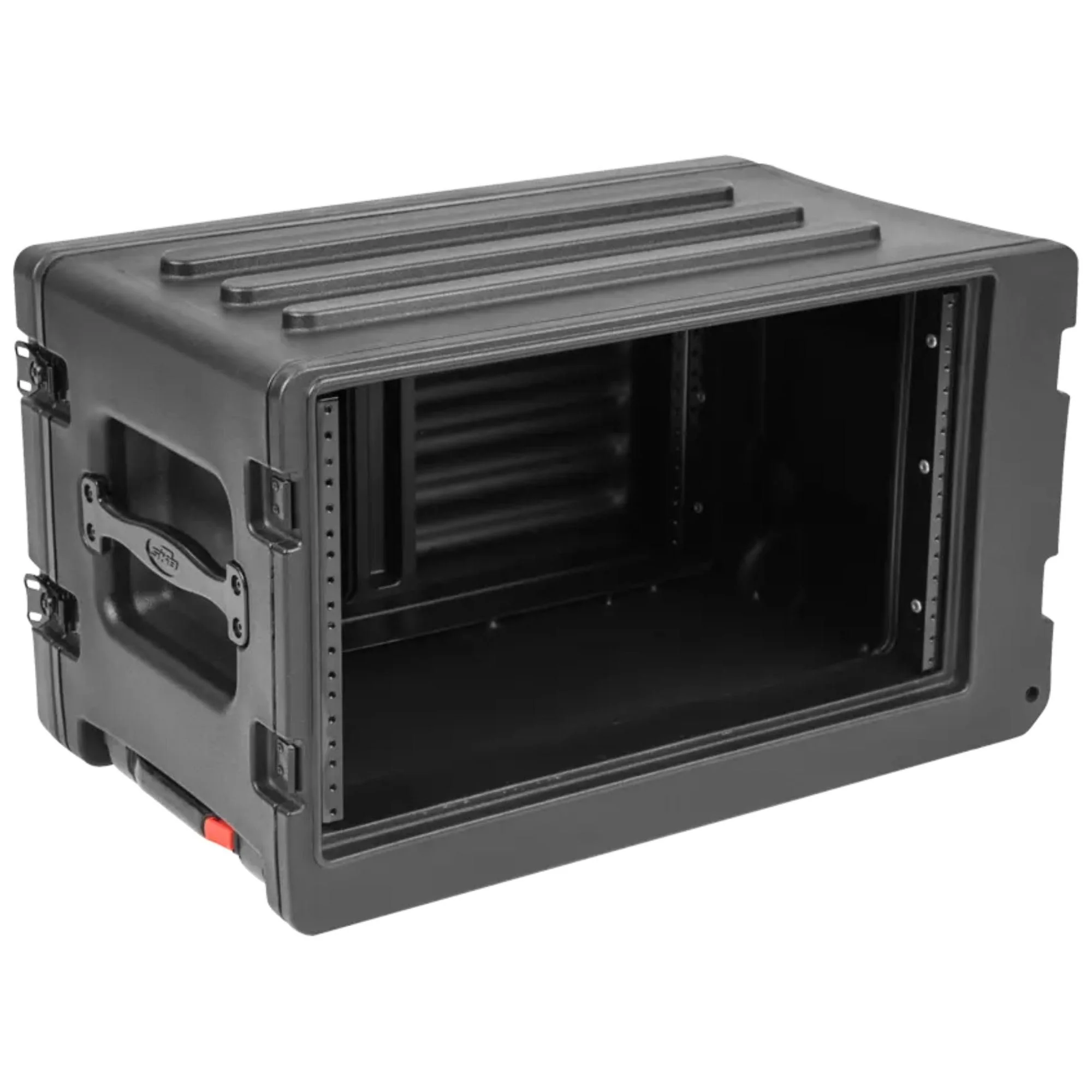SKB 6U rSeries Shallow Rolling Rack with Integrated Back Wheels and 1-Touch Pull Handle, Comes with 8 Rack Units and Interlocking Molded Stacking Bars - Image 8