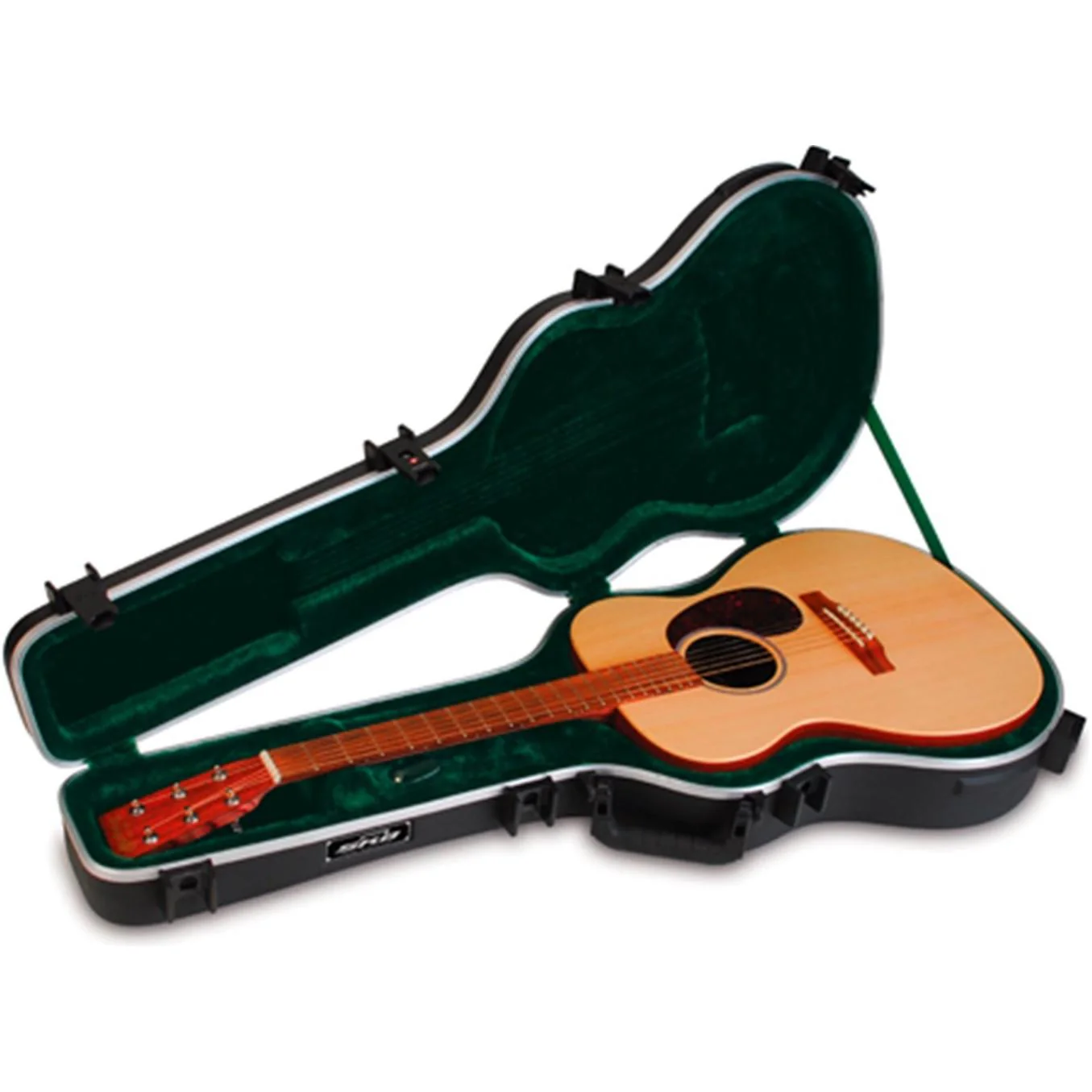 SKB Cases 000-Size Acoustic Shaped Guitar Hardshell Case with Full-Length Neck Support, TSA Latch, Over-Molded Handle, and Accessories Compartment - Image 4