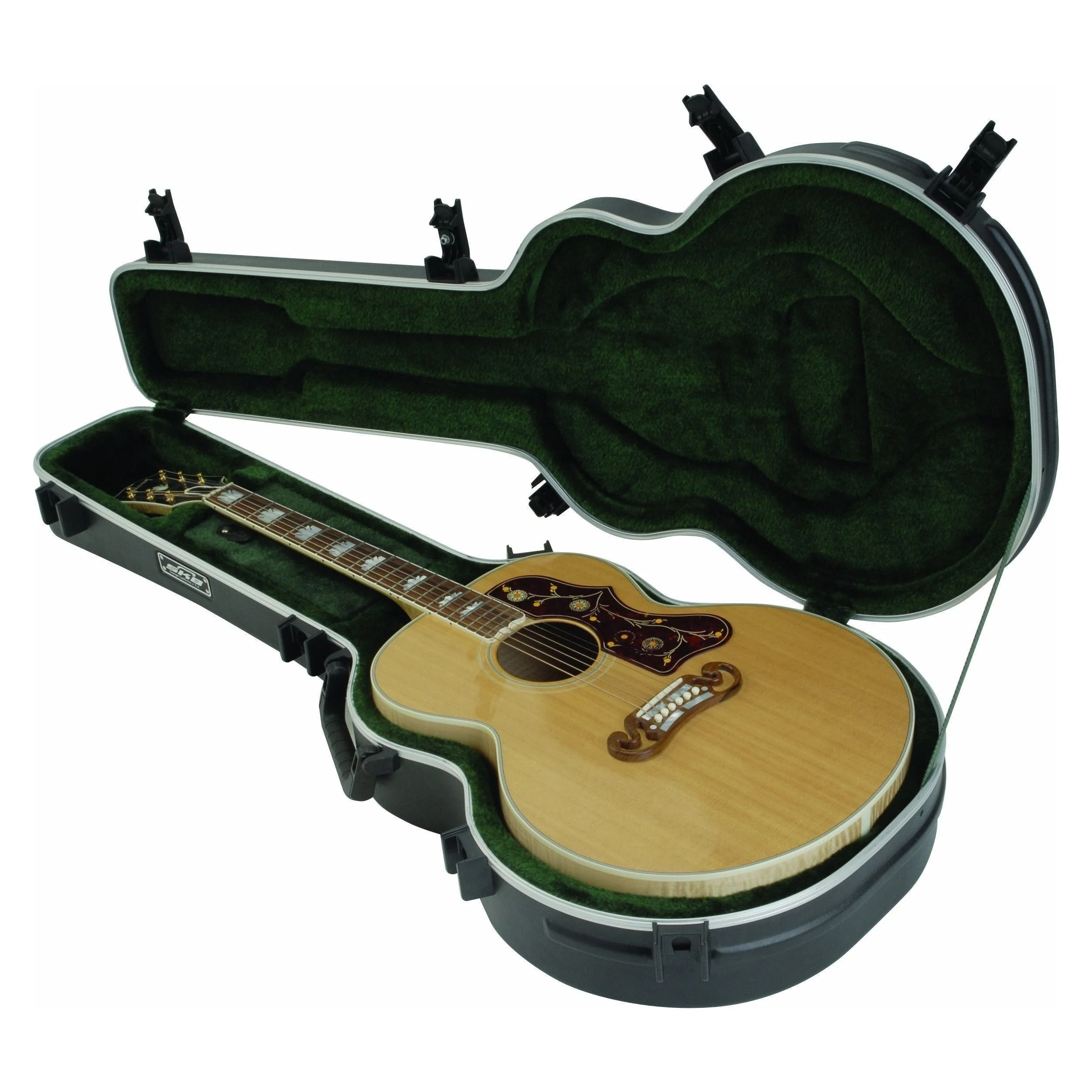 SKB Cases Universal Jumbo Acoustic Deluxe Guitar Hardshell Case with Full-Length Neck Support, TSA Latch, Over-Molded Handle, and Accessories Compartment - Image 6