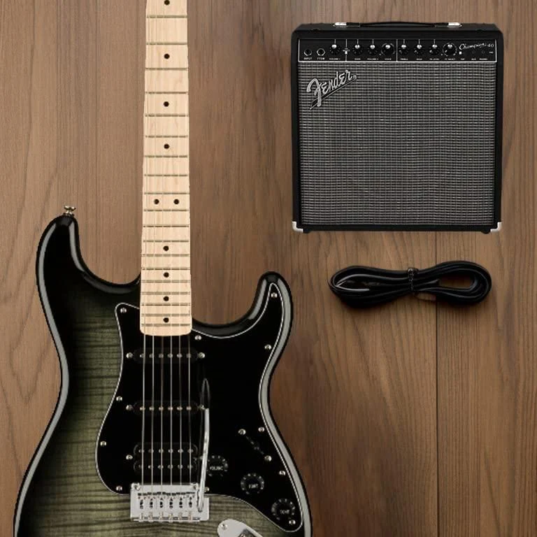 Squier Affinity Series Stratocaster FMT Electric Guitar, Black Burst, Maple Fingerboard - Image 8